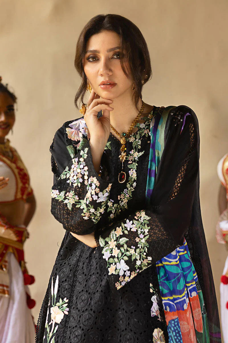 ETHNIC 3PC DHANAK EMBROIDERED SHIRT WITH DHANAK SHAWL AND TROUSER DN-2069