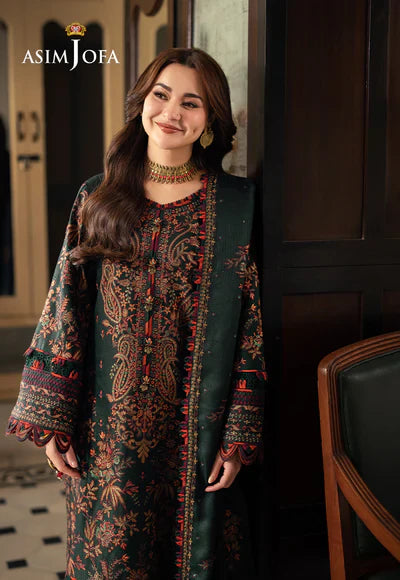 ASIM JOFA 3PC DHANAK EMBROIDERED SHIRT WITH DHANAK EMB SHAWL AND TROUSER DN-2004