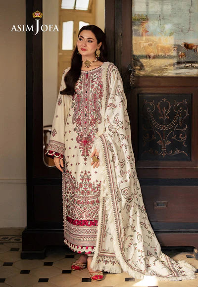 ASIM JOFA 3PC DHANAK EMBROIDERED SHIRT WITH DHANAK EMB SHAWL AND TROUSER DN-2005