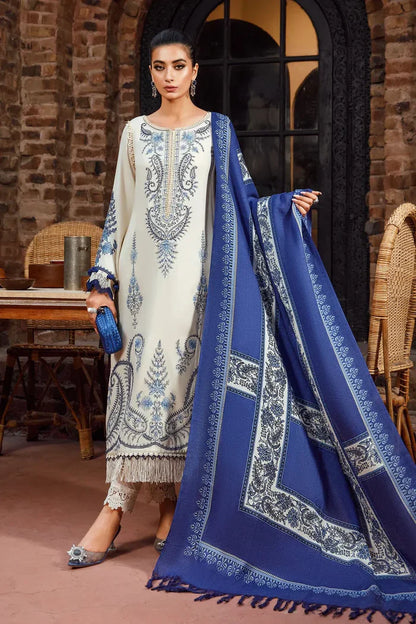 SAPPHIRE 3PC DHANAK EMBROIDERED SHIRT WITH DHANAK SHAWL AND TROUSER DN-2043