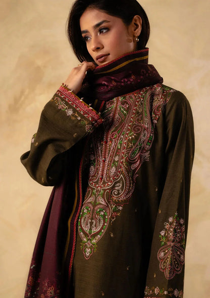 SAPPHIRE 3PC DHANAK EMBROIDERED SHIRT WITH DHANAK EMB SHAWL AND TROUSER DN-2006