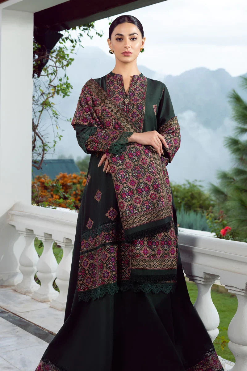 BAREEZE 3PC DHANAK EMBROIDERED SHIRT WITH DHANAK SHAWL AND TROUSER DN-2015