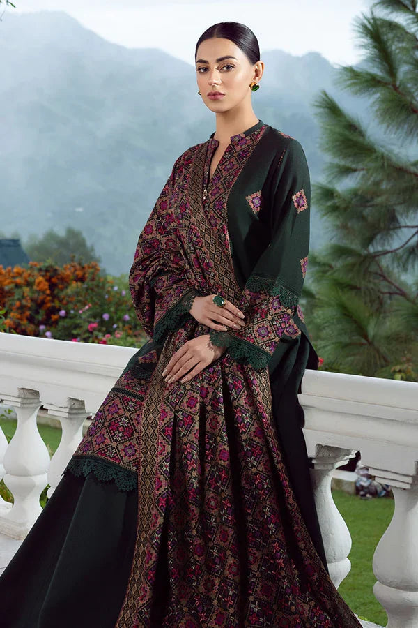 BAREEZE 3PC DHANAK EMBROIDERED SHIRT WITH DHANAK SHAWL AND TROUSER DN-2015