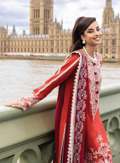 BROADWAY 3PC DHANAK EMBROIDERED SHIRT WITH DHANAK SHAWL AND TROUSER DN-2051