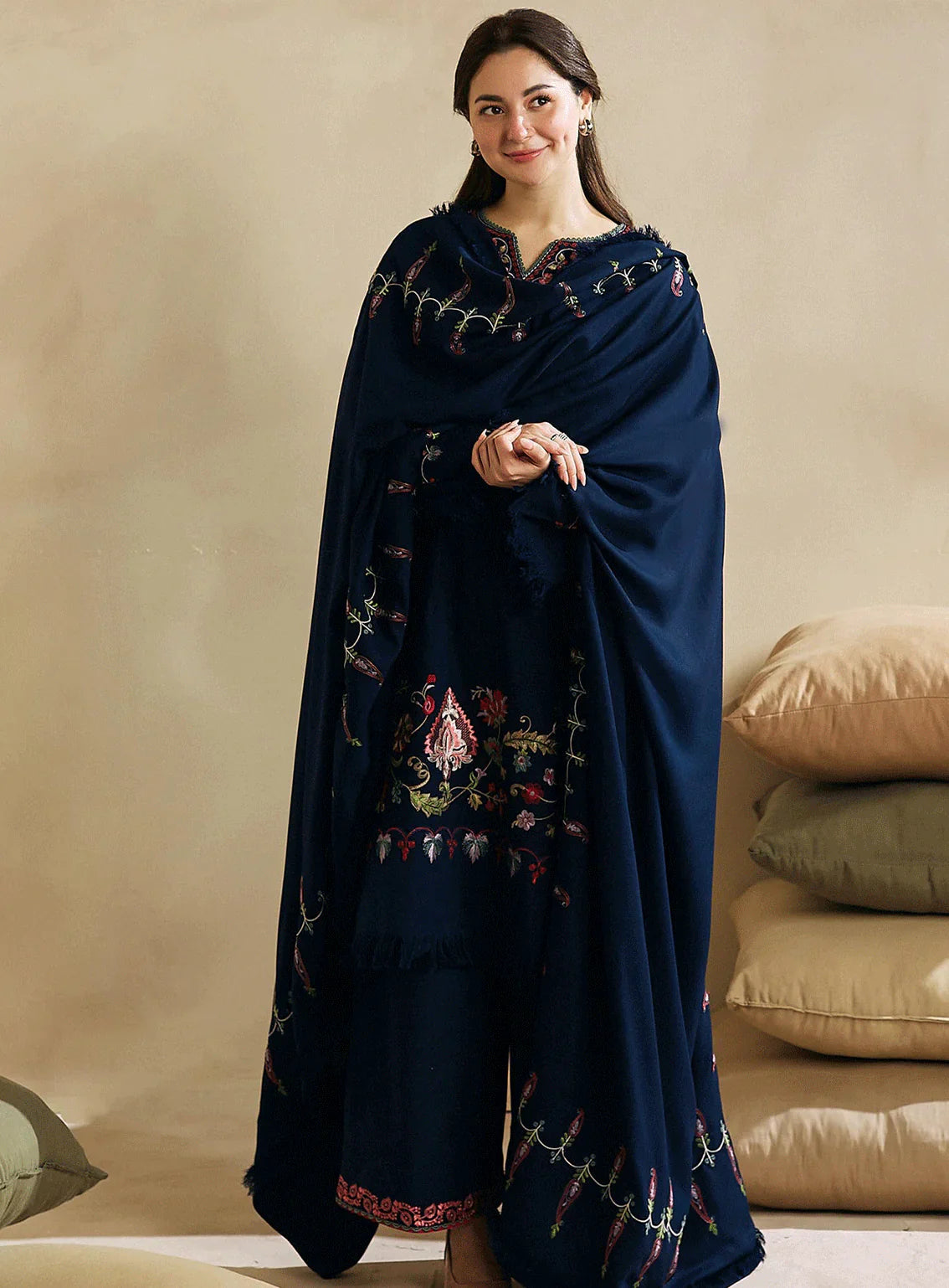 COCO 3PC DHANAK EMBROIDERED SHIRT WITH DHANAK SHAWL AND TROUSER DN-2053