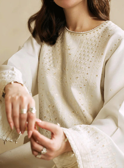 ZARA SHAHJAHAN  3PC DHANAK EMBROIDERED SHIRT WITH DHANAK SHAWL AND TROUSER DN-2056