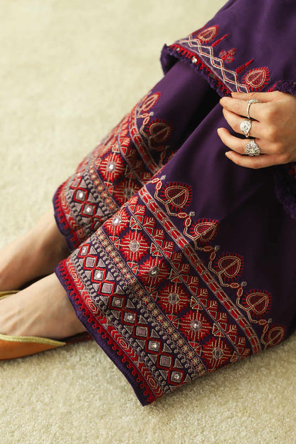 ZARA SHAHJAHAN 3PC DHANAK EMBROIDERED SHIRT WITH DHANAK SHAWL AND TROUSER DN-2058