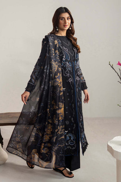 MARIA B 3PC DHANAK EMBROIDERED SHIRT WITH DHANAK SHAWL AND TROUSER DN-2059