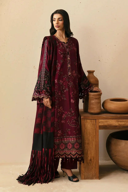PHULKARI 3PC DHANAK EMBROIDERED SHIRT WITH DHANAK SHAWL AND TROUSER DN-2025