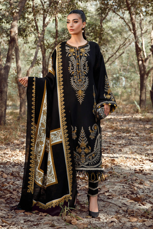 MARIA B 3PC DHANAK EMBROIDERED SHIRT WITH DHANAK SHAWL AND TROUSER DN-2064