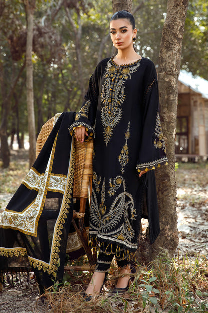 MARIA B 3PC DHANAK EMBROIDERED SHIRT WITH DHANAK SHAWL AND TROUSER DN-2064