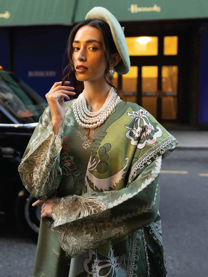 BROADWAY 3PC DHANAK EMBROIDERED SHIRT WITH DHANAK SHAWL AND TROUSER DN-2066