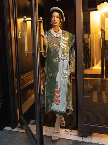 BROADWAY 3PC DHANAK EMBROIDERED SHIRT WITH DHANAK SHAWL AND TROUSER DN-2066