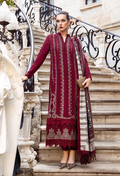 MARIA B 3PC DHANAK EMBROIDERED SHIRT WITH DHANAK SHAWL AND TROUSER DN-2067