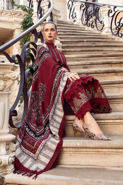 MARIA B 3PC DHANAK EMBROIDERED SHIRT WITH DHANAK SHAWL AND TROUSER DN-2067