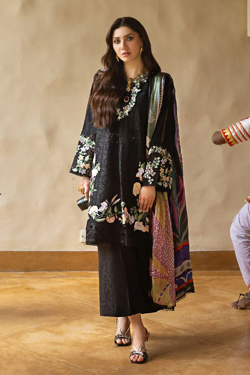 ETHNIC 3PC DHANAK EMBROIDERED SHIRT WITH DHANAK SHAWL AND TROUSER DN-2069