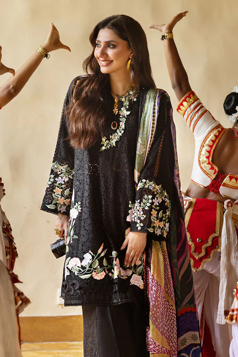 ETHNIC 3PC DHANAK EMBROIDERED SHIRT WITH DHANAK SHAWL AND TROUSER DN-2069
