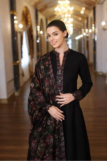 BAREEZE 3PC DHANAK EMBROIDERED SHIRT WITH DHANAK SHAWL AND TROUSER DN-2028