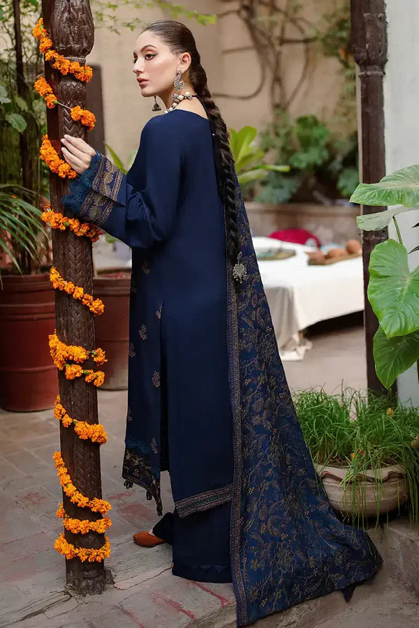 RAMSHA 3PC DHANAK EMBROIDERED SHIRT WITH DHANAK SHAWL AND TROUSER DN-2029