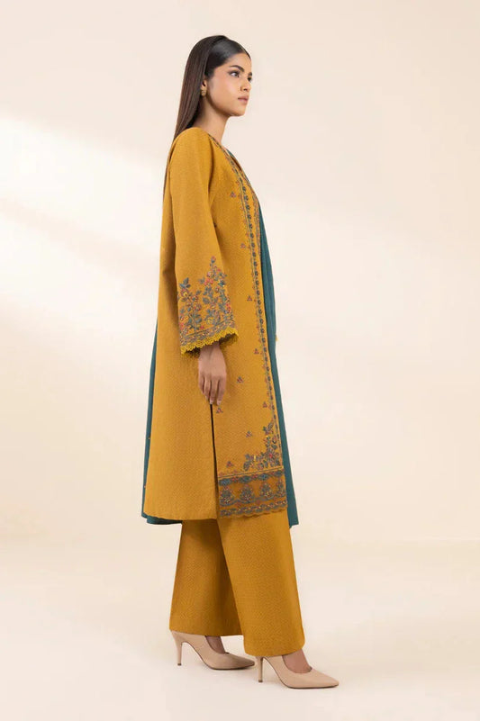 SAPPHIRE 3PC DHANAK EMBROIDERED SHIRT WITH DHANAK SHAWL AND TROUSER DN-2077