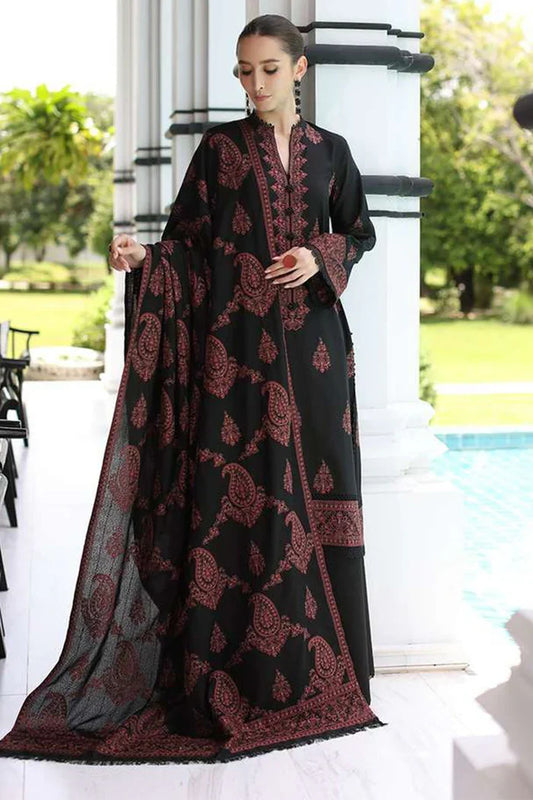 MARIA B 3PC DHANAK EMBROIDERED SHIRT WITH DHANAK SHAWL AND TROUSER DN-2031