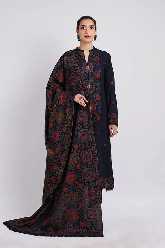 BAREEZE 3PC DHANAK EMBROIDERED SHIRT WITH DHANAK SHAWL AND TROUSER DN-2035
