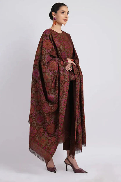 BAREEZE 3PC DHANAK EMBROIDERED SHIRT WITH DHANAK SHAWL AND TROUSER DN-2036