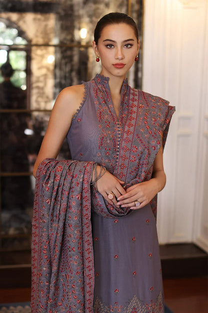 BAREEZE 3PC DHANAK EMBROIDERED SHIRT WITH DHANAK SHAWL AND TROUSER DN-2019