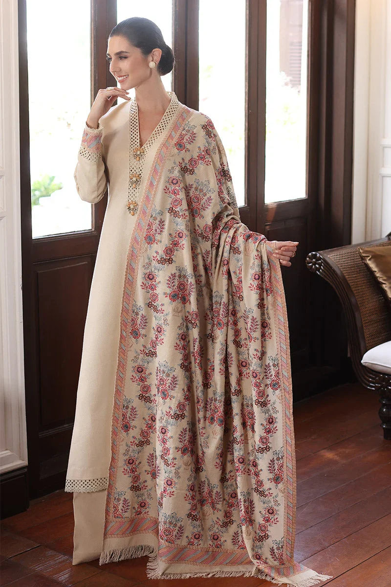 BAREEZE 3PC DHANAK EMBROIDERED SHIRT WITH DHANAK SHAWL AND TROUSER DN-2022