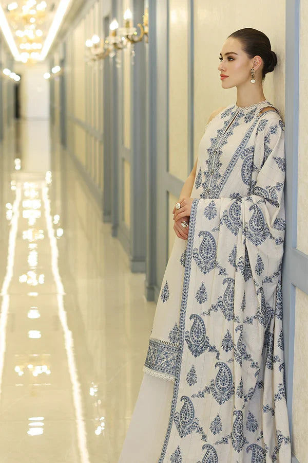 BAREEZE 3PC DHANAK EMBROIDERED SHIRT WITH DHANAK SHAWL AND TROUSER DN-2021