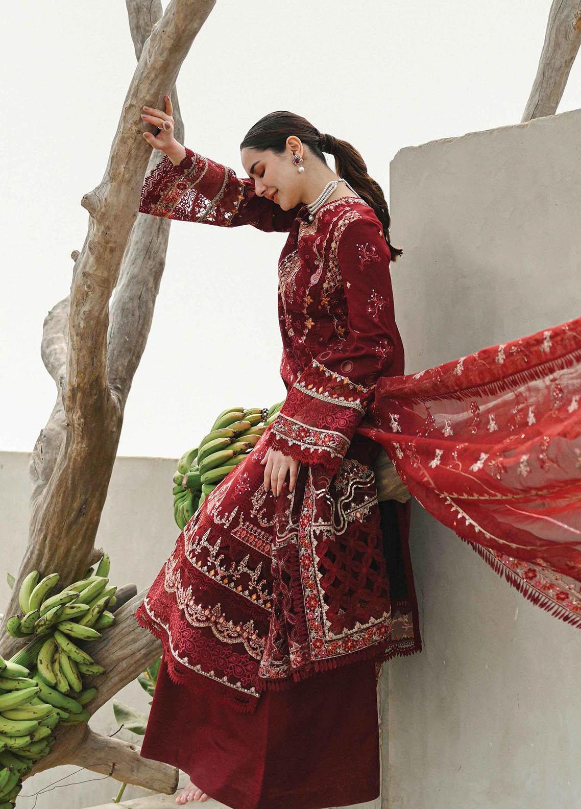 SAHIL 3PC DHANAK EMBROIDERED SHIRT WITH DHANAK SHAWL AND TROUSER DN-2073