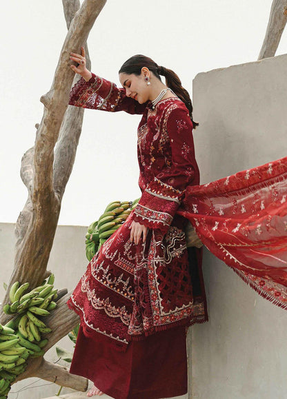 SAHIL 3PC DHANAK EMBROIDERED SHIRT WITH DHANAK SHAWL AND TROUSER DN-2073